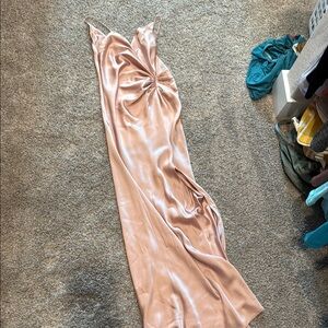 Elegant Satin Pink Evening Gown